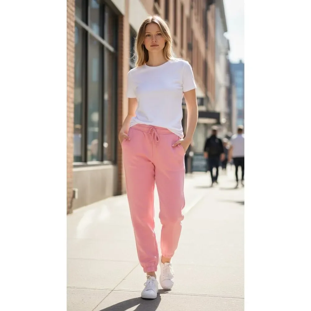 Cat & Jack Girls Pink Fleece Jogger Sweatpants Size 14 Elastic Waist